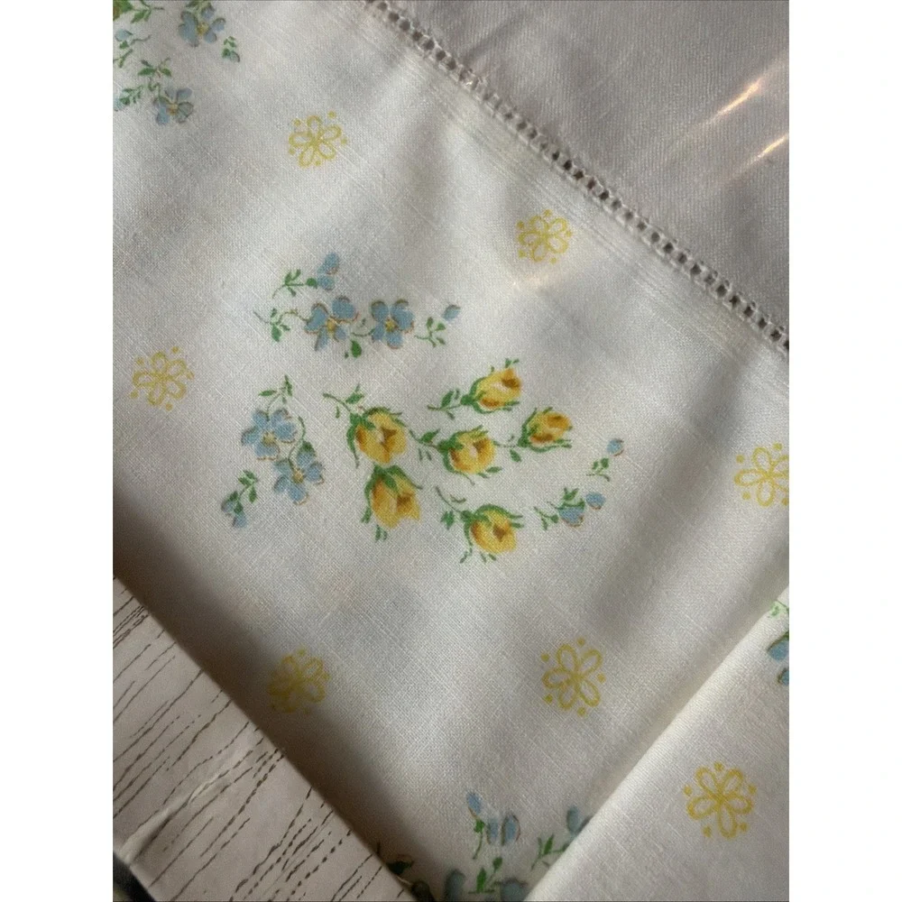 Vtg Tex Made Double Bed Flat Sheet 2 Pillowcases NIB Yellow Flowers